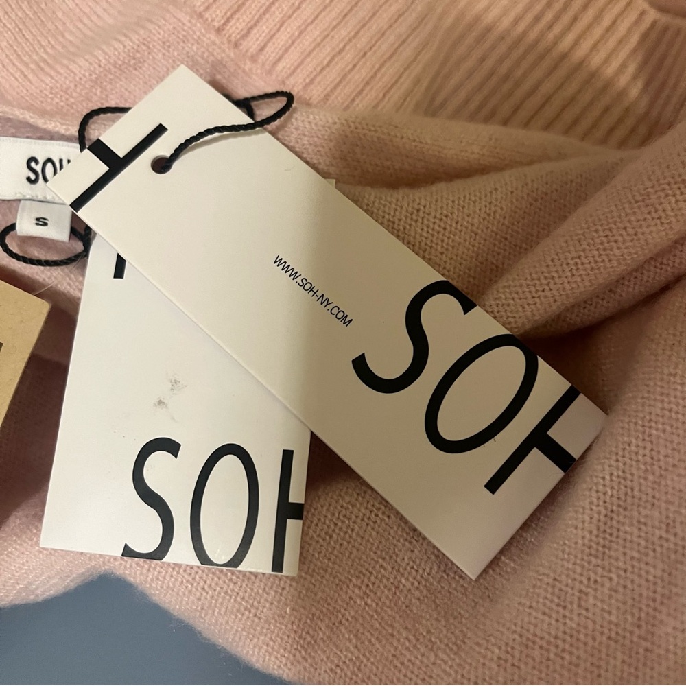 NWT SOH Cashmere Draped Back Halter Sweater S Blush Pink - Picture 8 of 11